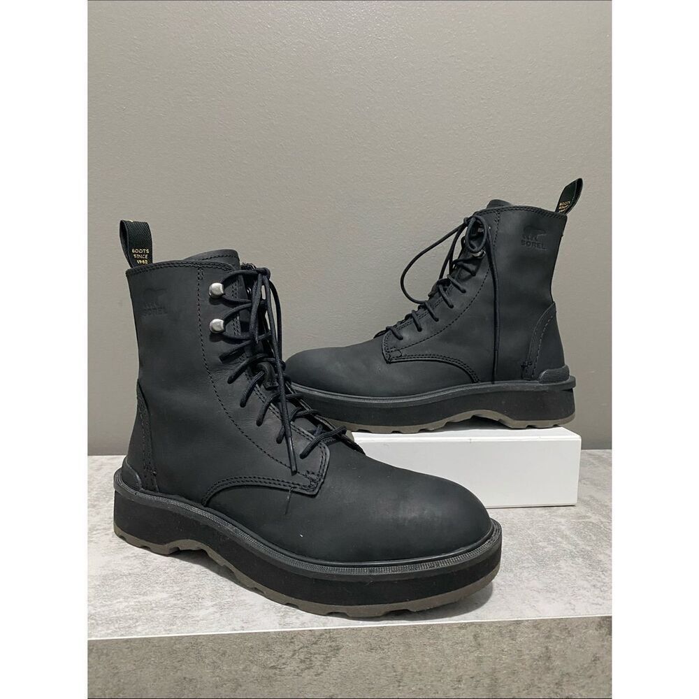 Sorel Black Leather Moto Combat High-top Boots Size 7